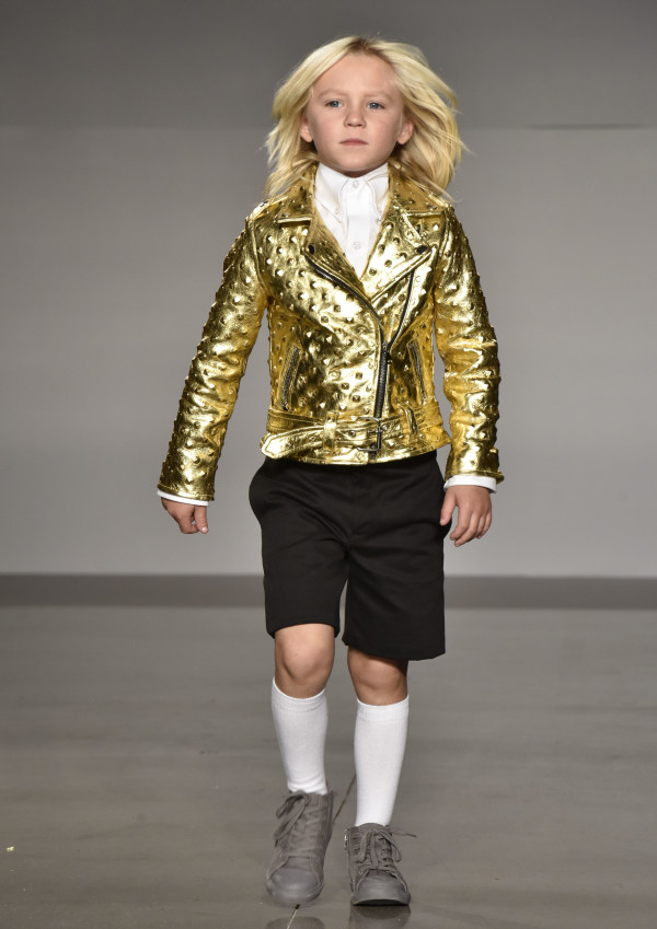 NEW YORK, NY - OCTOBER 17: A model, wearing designs from laer*, at petitePARADE / Kids Fashion Week, NYC October 2015 at Spring Studios on October 17, 2015 in New York City. (Photo by Eugene Gologursky/Getty Images for Petite Parade)